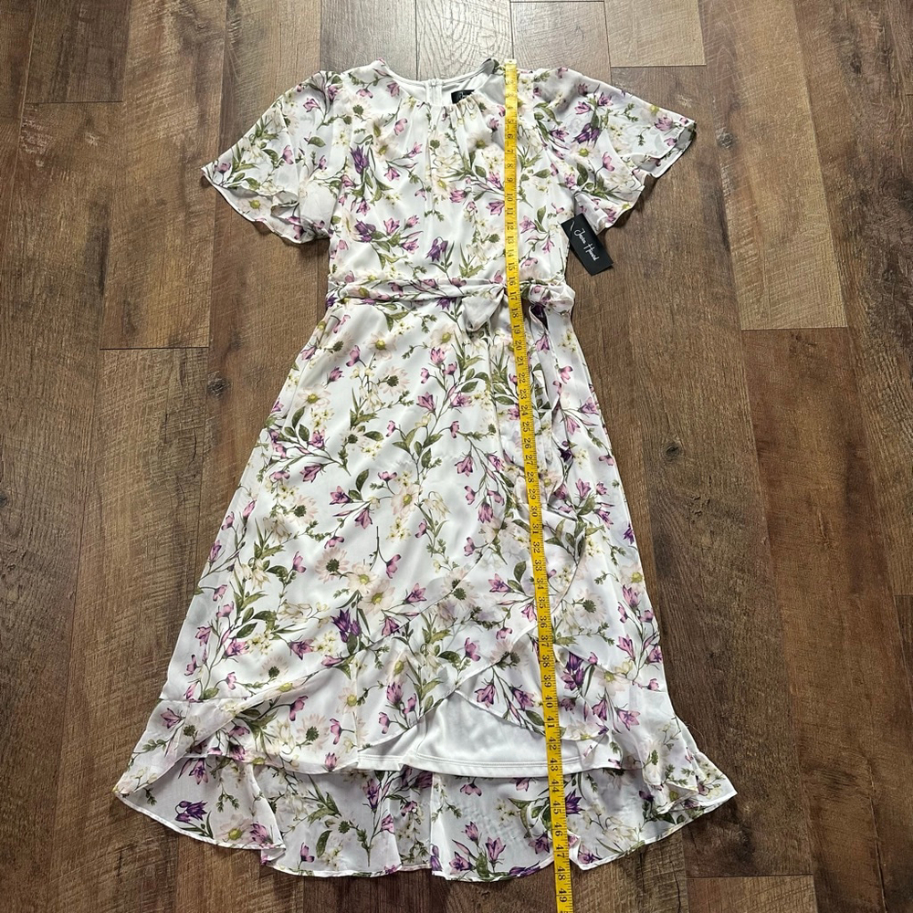 Women's Jessica Howard White Purple Floral High Low Dress Size 6 - Picture 8 of 14